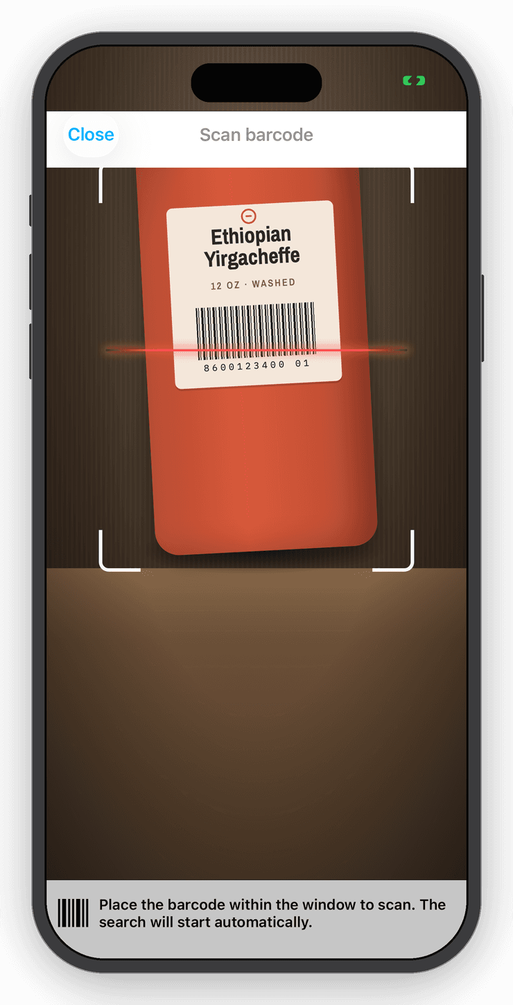 Scanning a barcode with Inventory Now
